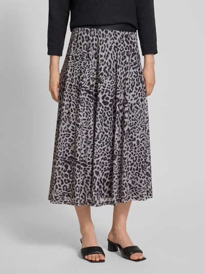 comma Midirock im Allover-Look mit elastischem Bund Black 4