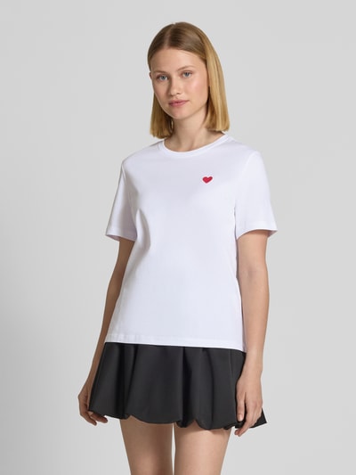 Vero Moda Regular Fit T-Shirt mit Motiv-Stitching Modell 'PAULINA' Weiss 4