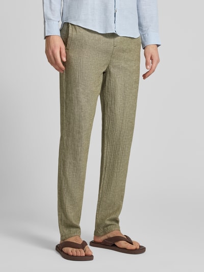 Blend Hose aus Leinen-Baumwoll-Mix Modell 'MARCO' Oliv 4