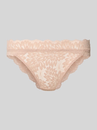 Produktfoto, Slim Fit Slip mit floralem Allover-Spitzenbesatz Modell 'Lime' von Neo Noir, hellbeige, feine Spitze, weiche Textur