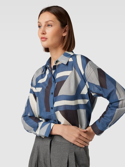 Gant Blouse met zijde en all-over motief Rookblauw - 3