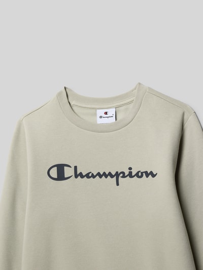 CHAMPION Sweatshirt mit Label-Print Stein 2