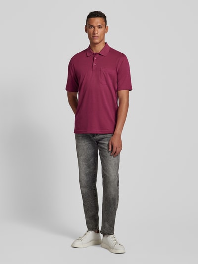 Christian Berg Men Regular fit poloshirt met borstzak Fuchsia - 1