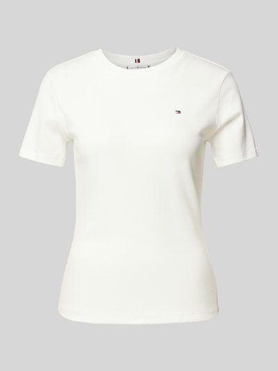 Tommy Hilfiger Slim fit T-shirt met labeldetail Ecru - 2