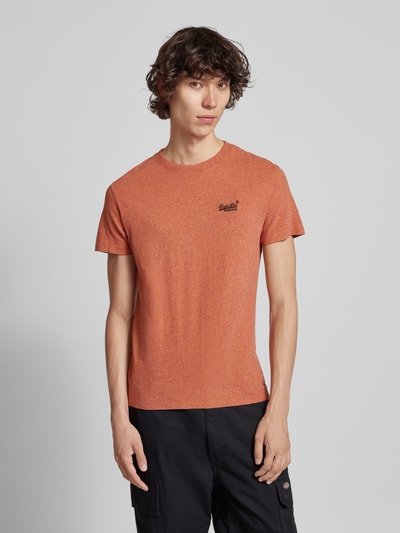 Superdry T-shirt met labelstitching Oranje gemêleerd - 4