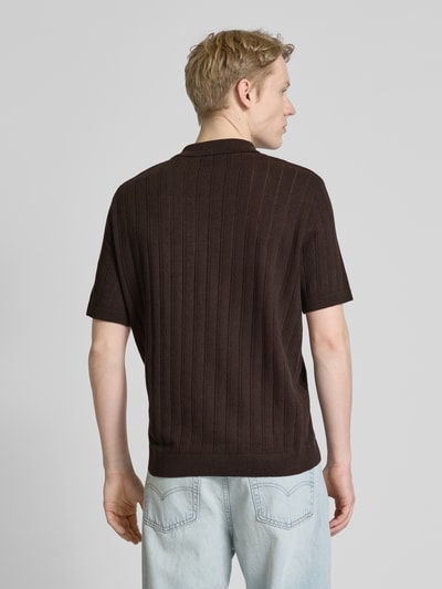 ONLY & SONS Regular Fit Poloshirt mit Strukturmuster Modell 'KENT LIFE' Mittelbraun 5