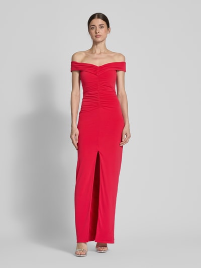 Lipsy Avondjurk met plooien en loopsplit Rood - 4