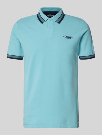 Produktfoto, Regular Fit Poloshirt aus Baumwoll-Mix von s.Oliver RED LABEL, Optik: Unifarben, Label-Print, Polokragen, Kurzarm, Piqué-Struktur.