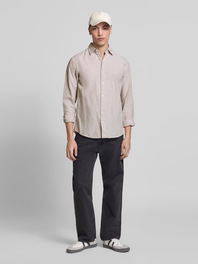 JACK & JONES Regular Fit Freizeithemd mit Kentkragen Modell 'BREEZE' Sand 1