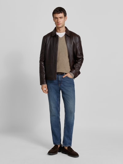 Tommy Hilfiger Regular fit pullover van een mix van katoen en kasjmier Taupe - 1