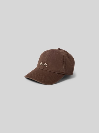 Produktfoto, Basecap mit Label-Stitching von Forét in Braun mit Steppnähte, Denim-Look und verstellbarem Riegel auf der Rückseite