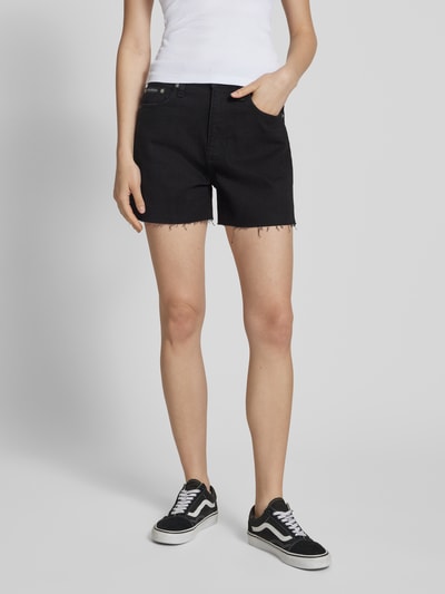 Calvin Klein Jeans Mom Fit Jeansshorts mit ausgefranstem Saum Black 4