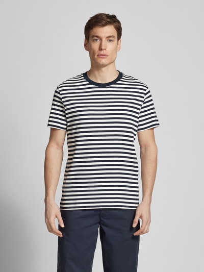Marc O'Polo Regular Fit T-Shirt aus reiner Baumwolle mit Streifenmuster Marine 4