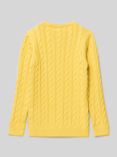 Steiff Sweter z dzianiny z prążkowanymi wykończeniami Musztardowy 3