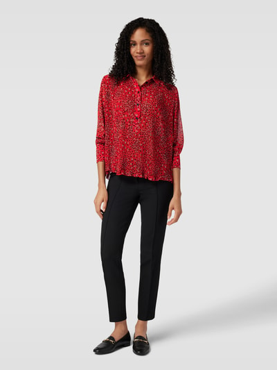 Jake*s Casual Blouse met all-over motief Kersenrood - 1