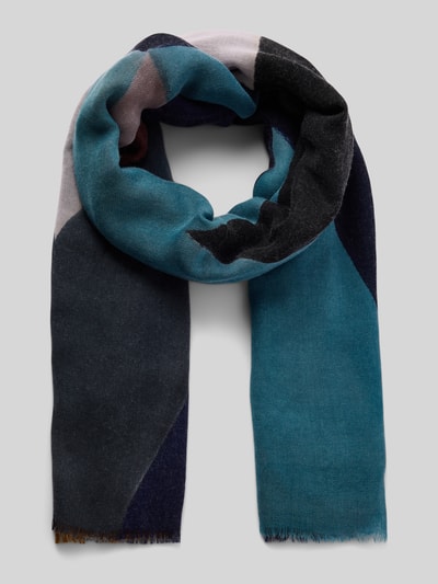 altea Sjaal van wol met all-over motief en franjes Blauw - 1