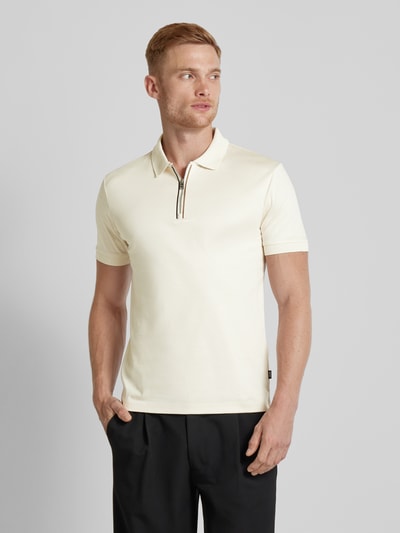 BOSS Slim Fit Poloshirt mit Label-Detail Modell 'Polston' Offwhite 4