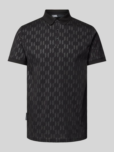 Karl Lagerfeld Slim fit poloshirt met all-over logomotief Zwart - 2