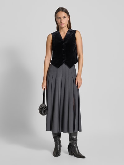 Vero Moda Regular fit fluwelen gilet met enkele knoopsluiting, model 'SHANNA' Zwart - 1