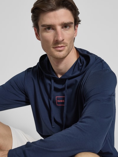 HUGO Hoodie met labelprint, model 'Laze' Marineblauw - 3