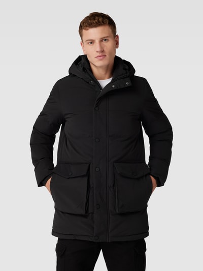 Blend Steppjacke in unifarbenem Design mit Kapuze Dunkelblau 4
