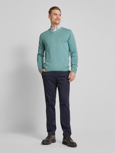 Tom Tailor Regular fit gebreide pullover met V-hals Mintgroen - 1