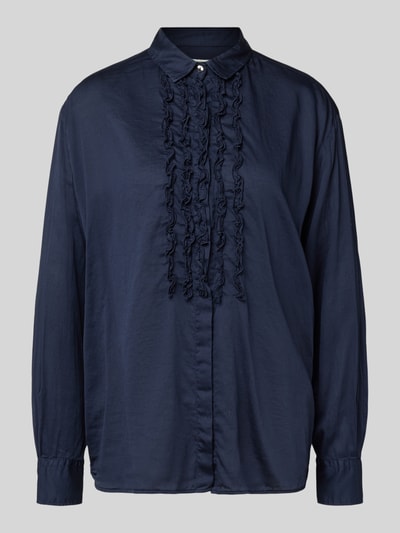 0039 Italy Hemdbluse mit verdeckter Knopfleiste Modell 'DANA' Dunkelblau 2