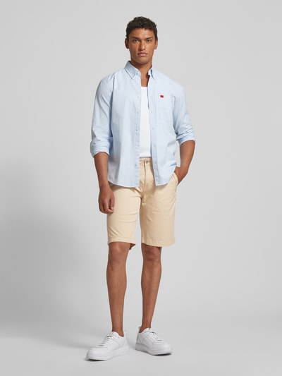 Fynch-Hatton Regular fit bermuda met riemlussen, model 'Summer' Zand - 1