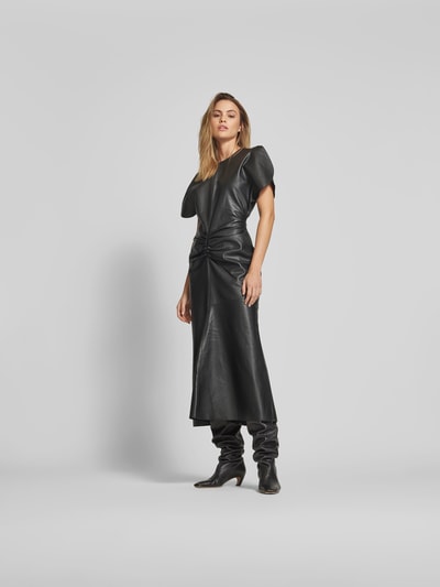 Victoria Beckham Maxikleid aus echtem Leder Black 1