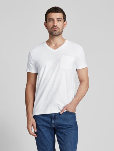 JOOP! Jeans T-shirt met V-hals en borstzak Wit - 4