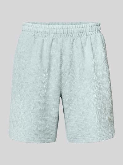Produktfoto, Shorts mit Logo-Stitching von PUMA PERFORMANCE aus Reine Baumwolle in Hellblau mit Strukturmuster, Gerader-Schnitt, Elastischer-Bund