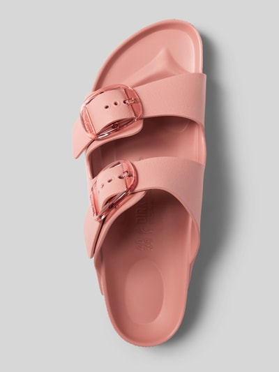 Produktfoto, Slipper mit offener Sohle Modell 'Arizona' von Birkenstock in Rosa, abgerundete Passform, Logo-Detail, 4 cm Absatzhöhe, obenansicht