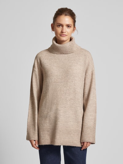 Gina Tricot Strickpullover mit Rollkragen Sand Melange 4