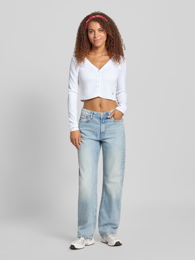 Calvin Klein Jeans Kort gebreid jack met knoopsluiting Wit - 1
