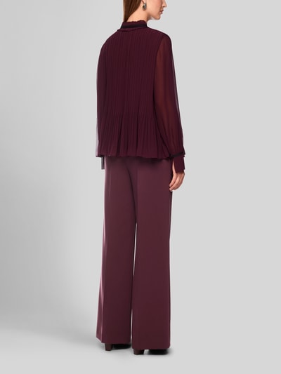 Marc Cain blouse met lange mouwen met kraag met ruches Cut Out Bordeaux - 5