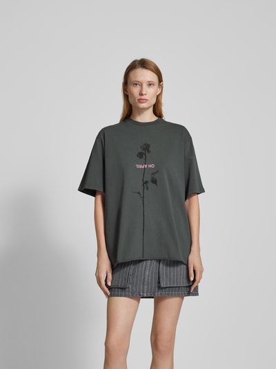 OH APRIL T-Shirt mit Label-Print Mittelgrau 4