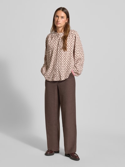 Emily Van den Bergh Regular Fit Bluse aus Viskose im Allover-Look Taupe 1