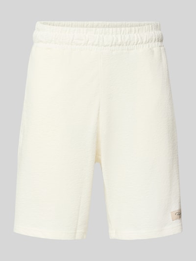 Produktfoto, Shorts mit Label-Detail und elastischem Bund Modell 'Arcos' von PEGADOR in Creme, reine Baumwolle, strukturierte Oberfläche, Regular Fit