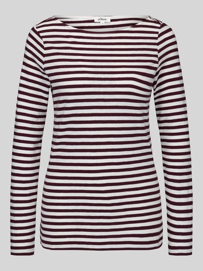 Productfoto, slim fit shirt met lange mouwen van puur katoen met bordeauxrode en witte strepen, Slim Fit Langarmshirt aus reiner Baumwolle van s.Oliver RED LABEL