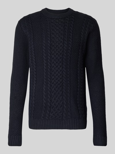 Jack & Jones Strickpullover mit gerippten Abschlüssen Modell 'PAUL' Marine 2