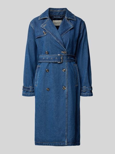Produktfoto, Jeansmantel mit Gürtel Modell 'HERA' von khujo aus reiner Baumwolle in Blau, Zweireiher, Reverskragen, gerader Schnitt, strukturierte Denim-Textur