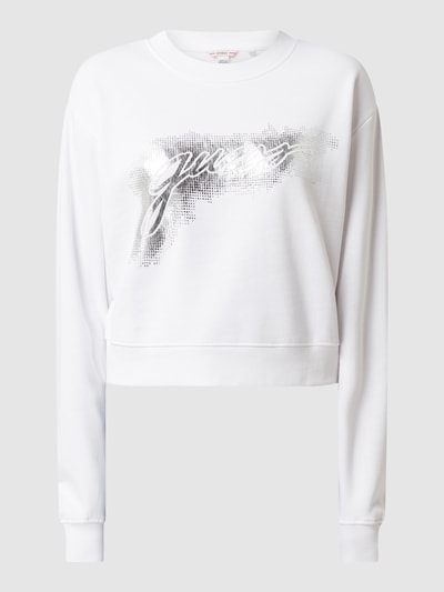 Guess Cropped Sweatshirt mit Logo in Metallic-Optik  Weiss 2