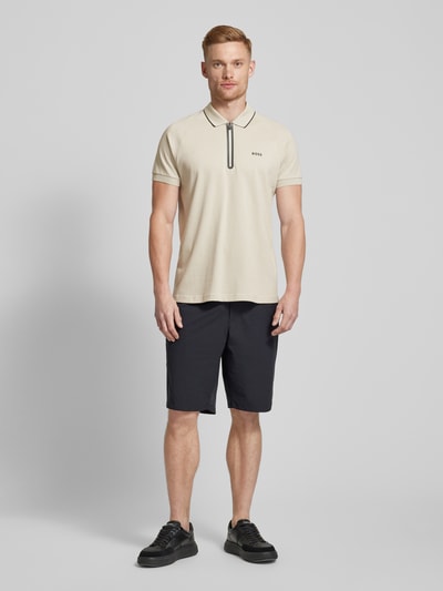 BOSS Green Regular Fit Poloshirt mit Strukturmuster Modell 'Philix' Beige 1