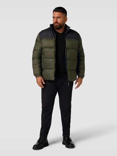 Jack & Jones Plus Kurtka pikowana PLUS SIZE dwukolorowa model ‘TOBY’ Ciemnozielony 1