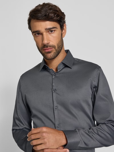 Jake*s Slim Fit Business-Hemd mit Strukturmuster Anthrazit 3