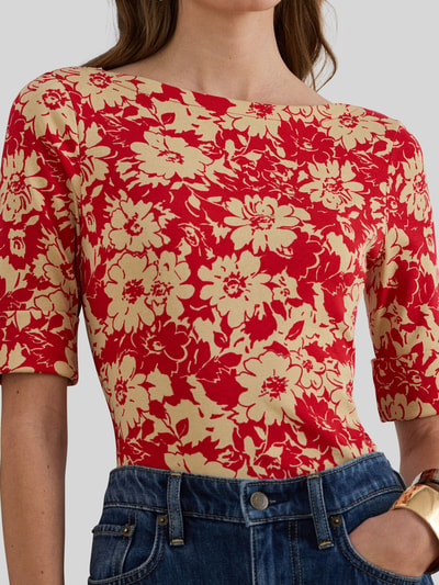 Lauren Ralph Lauren krój regular fit t-shirt z mieszanki bawełny Rdzawoczerwony melanż 3