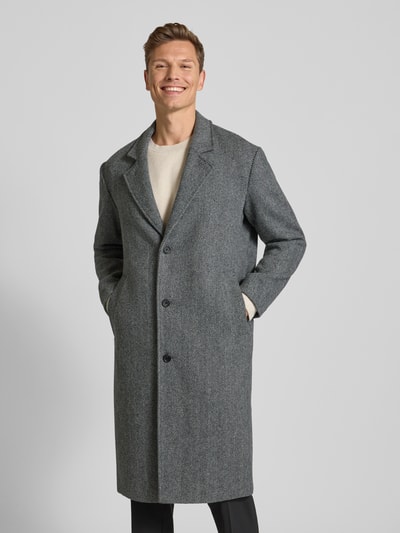 SELECTED HOMME Relaxed fit lange wollen jas met reverskraag, model 'MILOS' Antraciet - 4