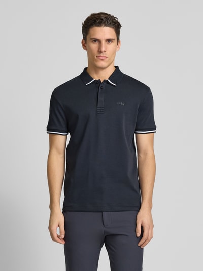 BOSS Green Regular Fit Poloshirt mit Label-Print Modell 'Paddy Lux Heritage' Dunkelblau 4