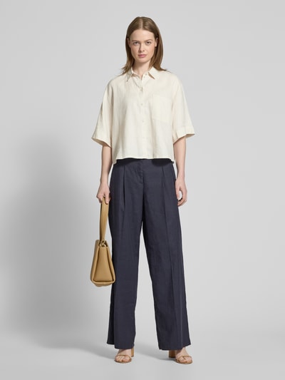 Jake*s Collection Relaxed Fit Leinenbluse mit Brusttasche Ecru 1