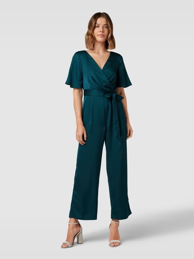 Christian Berg Cocktail Jumpsuit in Wickel-Optik Dunkelgruen Melange 4